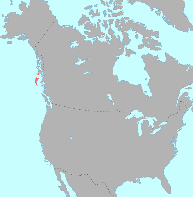 Map showing the location of the Haida region within North America
