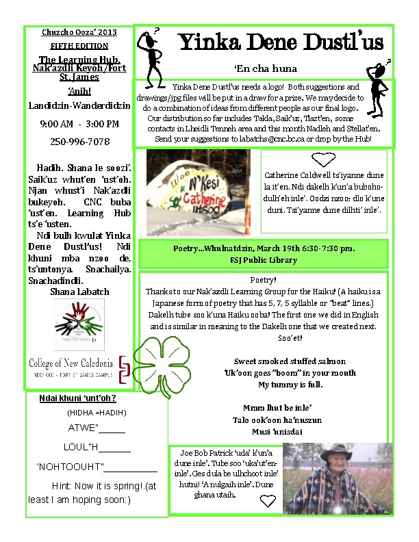 A page of the Yinka Dene Dustl'us